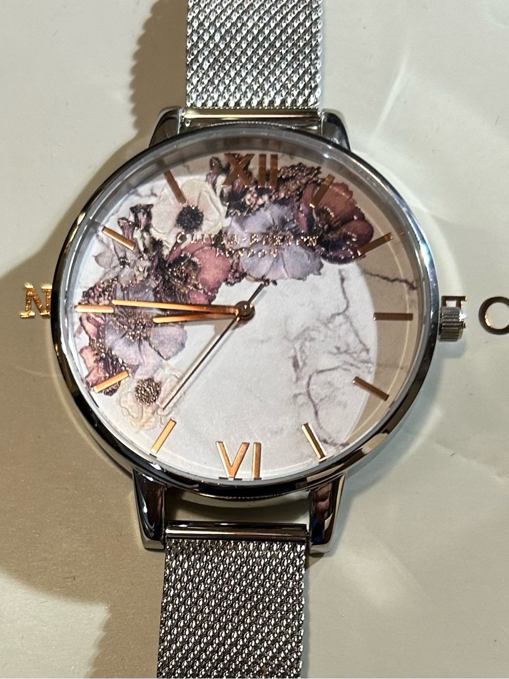 Olivia Burton Marble Florals Watch With 38mm White Floral Face